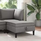 vidaXL Pouf s shrambnim prostorom Temno siva Žamet
