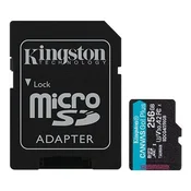 KINGSTON Canvas Go! Plus microSD 256GB Class 10 UHS-I U3 V30 A2 SD adapter (SDCG4/256GB) spominska kartica