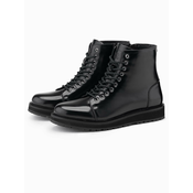 Ombre Mens eco leather shoes with insulated high upper - black