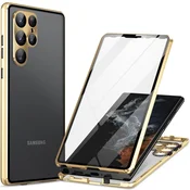 GS Ovitek za Samsung Galaxy S24 Ultra, dvojno magnetno steklo, zlat