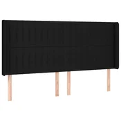 Vidaxl Vzglavje z ušesi črno 163x16x118/128 cm blago