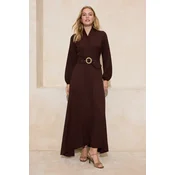 Trendyol Modest Ženska haljina Tctss26Eb00007, Smeda
