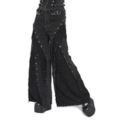 Ženske hlače jeans baggy DEVIL FASHION - Punk - črne - PT292