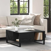 vidaXL Klubska miza Črni hrast 80 x 80 x 36.5 cm Konstruiran les