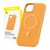 BASEUS Magnetno ohišje za telefon iPhone 15 Baseus Fauxther Series (oranžno)
