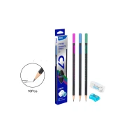 DELI Set trougaonih grafitnih olovaka gumica i rezac EC7-HB, 10 komada