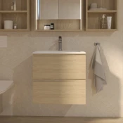 Kupaonski element viseci s umivaonikom Concepto+ Olivia 60, hrast, 2 ladice