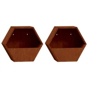 Vidaxl Stensko cvetlično korito 2 kosa rjasto corten jeklo 46x10x40 cm
