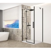 TRINITY BLACK pravokotni zaslon 900x1000 mm, prozorno steklo, levo - 900x100 cm - Gelco - TRINITY - 36 - Pravokotne tuš kabine - 900 - 2000 - 1000 - 8 - 14