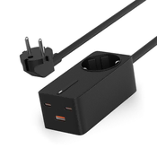 Ksix KSIX, GaN 65W podaljšek, PPS, 4 priključki, LED indikator, črn, 1,5 m