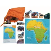 Just Jigsaws 770 Afrika in njene živali - lesena sestavljanka s 16 deli in 10 živalmi