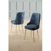 Hanah Home Set stolica Newa, 46x94x46 cm, 2 komada, Zlatno-plave boje