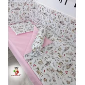 Bubamara037 Set posteljine za krevetac sa ravnom ogradicom, Roze