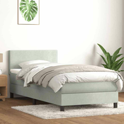 vidaXL vidaXL Box spring postelja z vzmetnico svetlo siva 80x220 cm žamet, (21791061)