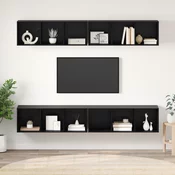 vidaXL Stenski TV kabinet s polico 4 pcs Črni hrast 37 x 37 x 107.5 cm