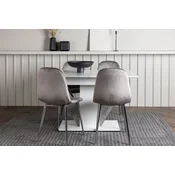 Venture Design Jedilna miza in stol komplet Disa in Eva 76x120x80 cm miza Bela in svetlo siva