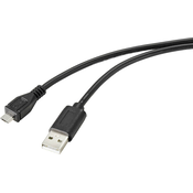 Renkforce Renkforce USB kabel USB 2.0 USB-A vtič\, USB-mikro-B vtič 2.00 m črna s protimikrobno površino RF-4716836, (20416566)