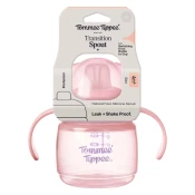 Tommee Tippee nastavek za lonček lonček z ustnikom in ročaji, Transition Cup, 4m+, 150ml pink