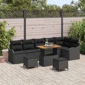 Sjedeća garnitura za vrt 9 kom. Crna poliratan 287.5 x 122.5 x 85 cm