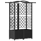 Vidaxl Dvignjeno ležišče s trellisom in streho Črna 122 x 40 x 138 cm