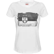 011Shop Ženska majica kratkih rukava Zastava siva, Bela