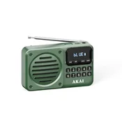 AKAI APR-300 Prijenosni Radio FM/AM s Bluetoothom, USB i LCD Zaslonom – Zeleni