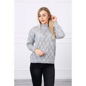 Sweater with high neckline and diamond pattern in gray color