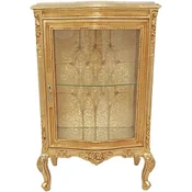 Casa Padrino baroque display cabinet gold/cream - Handmade solid wood showcase with rhinestones and marble top - Living room furniture in baroque style - Baroque furniture