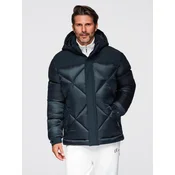 Ombre Mens quilted jacket with high zipped hood - black