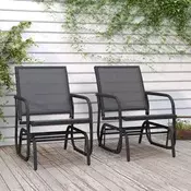 Vrtne stolice ljuljacke 2 kom crne 61x76x87 cm tekstil i celik