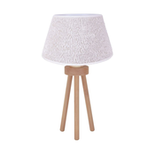 Duolla - Stona lampa BOUCLE 1xE27/15W/230V, precnik 28 cm, bela/drvo
