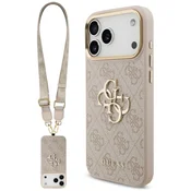 Ovitek s paščkom Guess Big 4G Classic Logo & Big Strap Metal Buttons za iPhone 17 Pro Max/18 Pro Max - pink