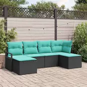 vidaXL vidaXL Kavčna garnitura 6 pcs Črna poli ratan, (5000153643)