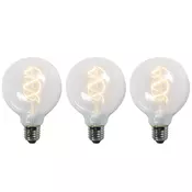 Set 3 LED žarnic z zvitim filamentom G95 prozoren 5W 400lm 2200K