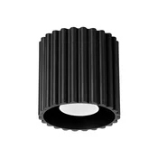 SOLLUX lighting Moderna okrogla črna stropna svetilka z žlebičastim vzorcem 10 cm 1xGU10 10W AURA Sollux Lighting