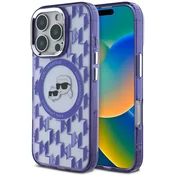 Ovitek Karl Lagerfeld IML Monogram K&CH Heads MagSafe ovitek za iPhone 16 Pro vijoličen (KLHMP16LHMCKMHU)