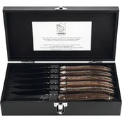 Laguiole Luxury Line komplet nožev za zrezke, les wenge, 6 kosov, z gladkim rezilom
