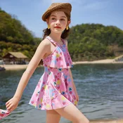 Ask Junior Set Dvodelni kupaci kostim za devojcice i kapa, Roze