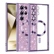 TPU gel ovitek Techsuit Luxury Glitter MagSafe za Samsung Galaxy S24 Ultra - light purple