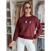 Bluza damska oversize z haftem SOFTRUS bordowa Dstreet
