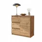 KOMODA S PREDALI 80 CM HRAST WOTAN 3 PREDALI, 1 VRATA, 1 POLICA