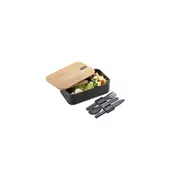 Gefu Enviro Black Lunch Box Plastična škatla za kosilo z jedilnim priborom