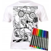 Majica za slikanje CARS + 10 pralnih flomastrov 5-6 let