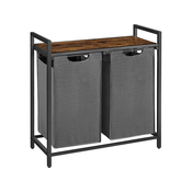 VASAGLE košara za perilo z 2 predelki BLH201G01, črna