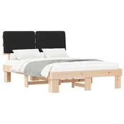 Vidaxl Posteljni okvir z oblazinjenim vzglavjem Črna 150 x 200 cm