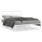 shumee vidaXL Kovinski posteljni okvir z vzglavjem bel 135x190 cm
