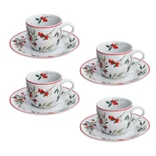 Tognana Set od 4 šolje za caj Poema Hollyberry, Sa tacnama, 18 cl, Šareni