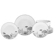 Creatable Jedilni Servis Luna Black Flower, 18-Delni