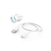 HAMA Auto punjač Za IPhone, MFI, Beli, 12W, 5V/2,4A, 1m