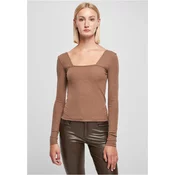 Womens square neckline with long sleeves in dark khaki